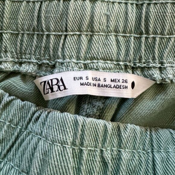 Zara The Raw Hem Jogger Pants in Light Green Size Small - Picture 7 of 8